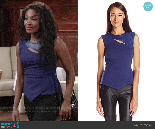 Bcbgmaxazria Farrah Top in Medium Blue worn by Ana Hamilton (Loren Lott) on The Young and the Restless