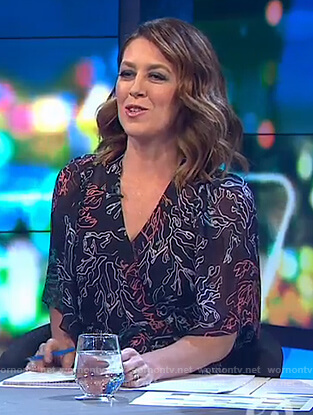 Gorgi’s blue floral wrap dress on The Project