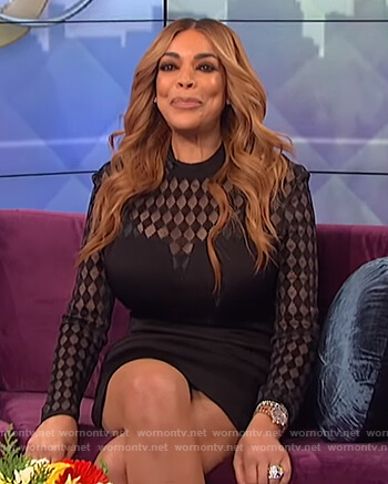 Wendy’s black sheer check dress on The Wendy Williams Show