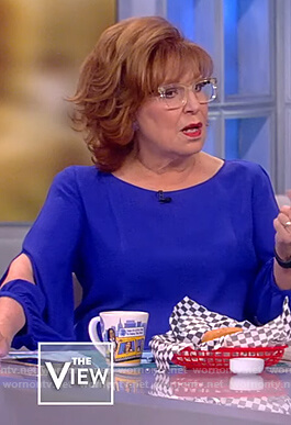 Joy’s blue slit sleeve top on The View