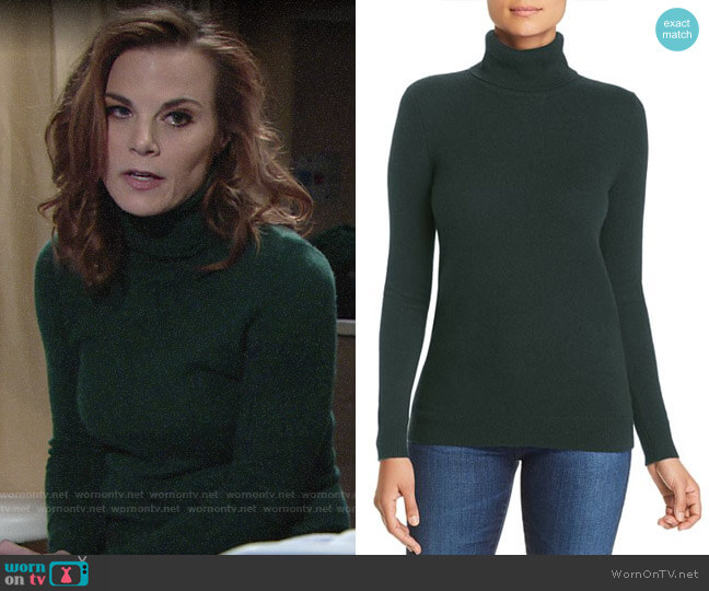 C by Bloomingdales Cashmere Turtleneck Sweater in Forest Green worn by Phyllis Newman (Gina Tognoni) on The Young and the Restless