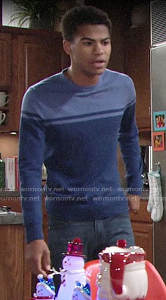 Charlie’s blue colorblock sweater on The Young and the Restless