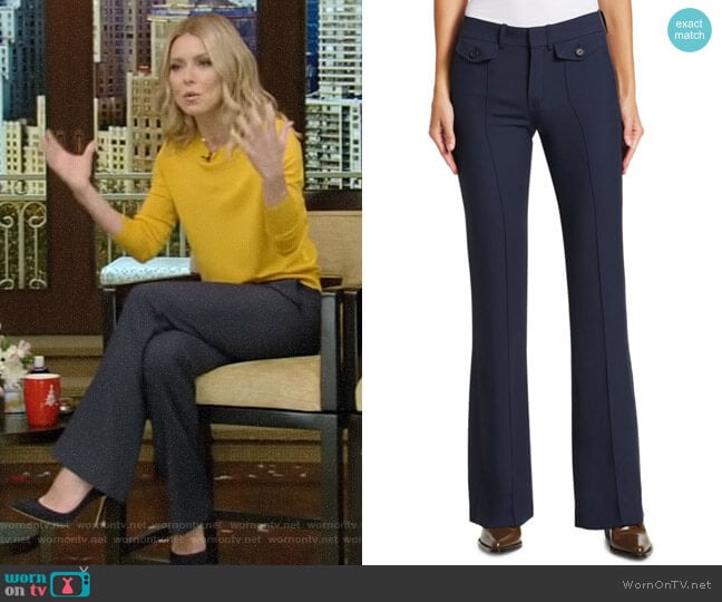Chloe Cady Button-Front Trousers worn by Kelly Ripa on Live with Kelly and Mark