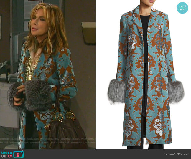 Cinq a Sept Ember Velvet Coat worn by Kate Roberts (Lauren Koslow) on Days of our Lives