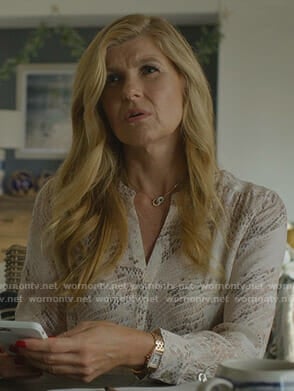 Debra’s snake print blouse on Dirty John