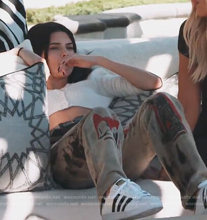 Kendall’s graffiti print jeans on Keeping Up with the Kardashians