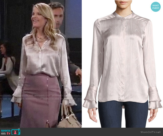 Elie Tahari Safiya Blouse worn by Nina Reeves (Michelle Stafford) on General Hospital