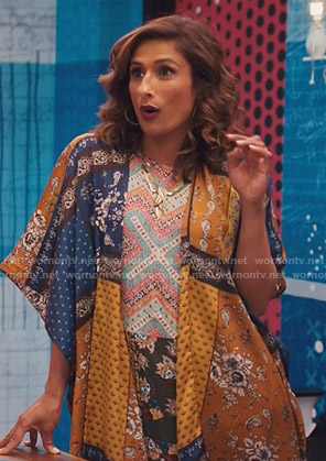 Emet’s patchwork dress and kimono on I Feel Bad