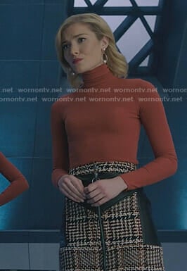 The Frost Sisters’ houndstooth zip front mini skirt on The Gifted