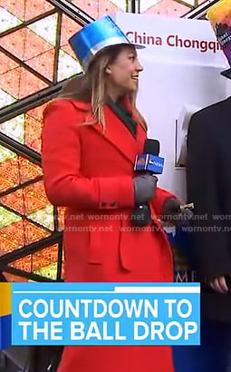 Ginger’s orange wrap coat on Good Morning America
