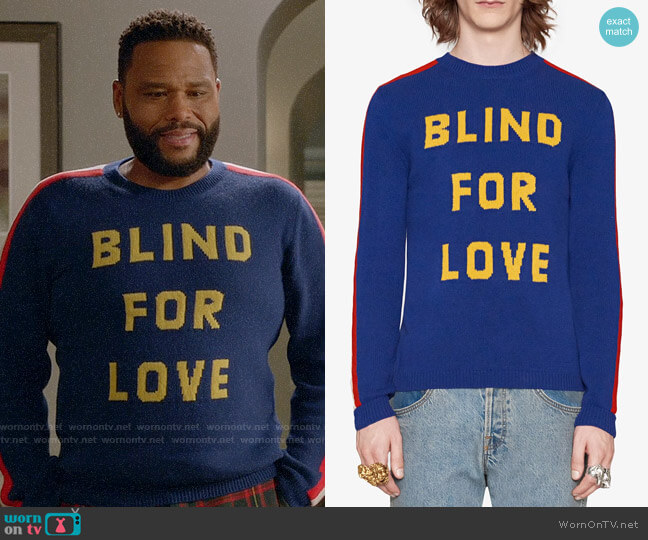 Gucci Blind For Love Tiger Sweater worn by Andre Johnson (Anthony Anderson) on Black-ish