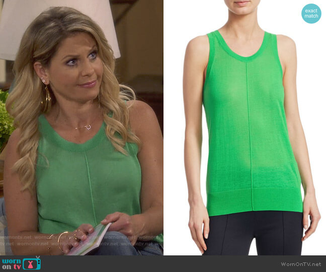 Helmut Lang Sheer V-Neck Tank worn by DJ Tanner-Fuller (Candace Cameron Bure) on Fuller House