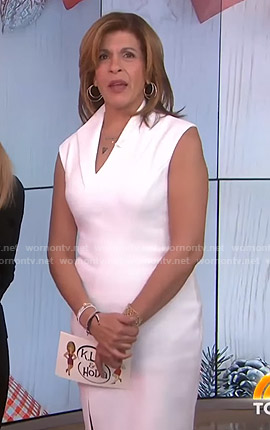 Hoda’s white faux wrap slit dress on Today