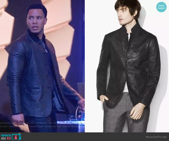 John Varvatos Crinkle Leather Blazer Jacket