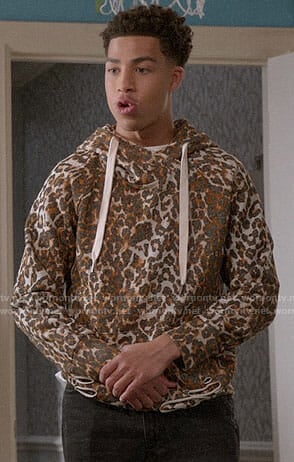 Junior’s leopard print hoodie on Black-ish