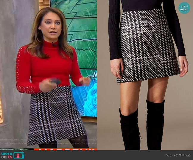 Karen Millen Checked Mini Skirt worn by Ginger Zee on Good Morning America