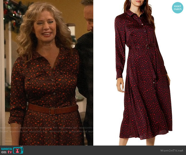 Karen Millen Leopard Print Maxi Shirt Dress worn by Vanessa Baxter (Nancy Travis) on Last Man Standing