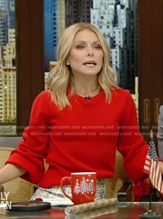 Kelly’s red sweater on Live with Kelly and Ryan