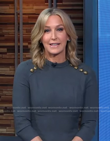 Lara’s grey button detail dress on Good Morning America