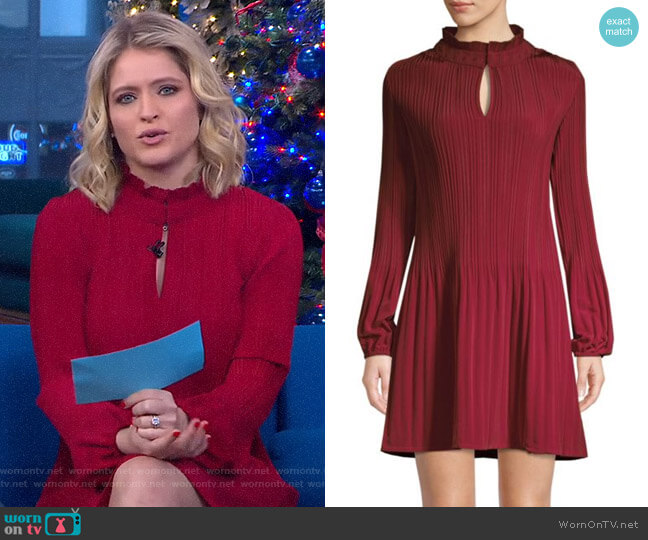 Maje Pleated Mini Dress worn by Sara Haines on Good Morning America