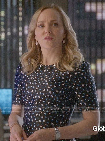 Marissa’s black printed short sleeve dress on Bull