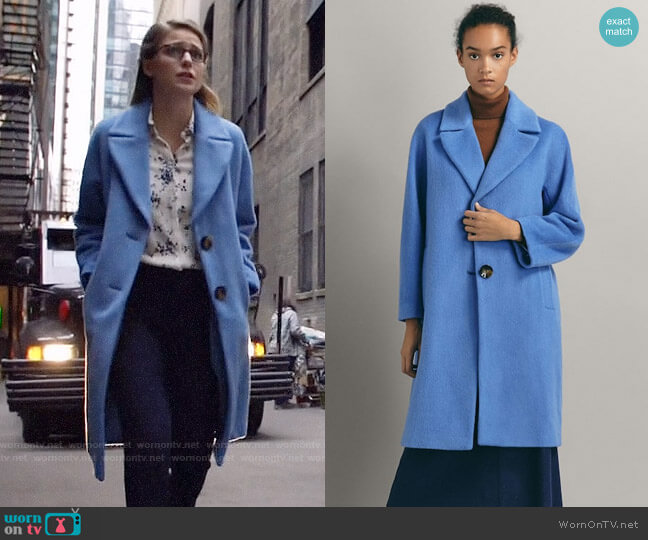 Massimo Dutti Wool Coat with Textured Weave worn by Kara Danvers (Melissa Benoist) on Arrow