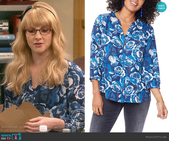 NYDJ Pleat Back Blouse worn by Bernadette Rostenkowski (Melissa Rauch) on The Big Bang Theory