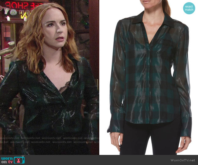 Paige Bevyn Plaid Top worn by Mariah Copeland (Camryn Grimes) on The Young and the Restless