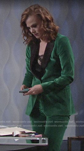 Phyllis’s green velvet suit on The Young and the Restless