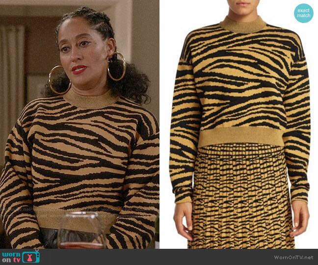 Proenza Schouler Tiger Jacquard Sweater worn by Rainbow Johnson (Tracee Ellis Ross) on Black-ish
