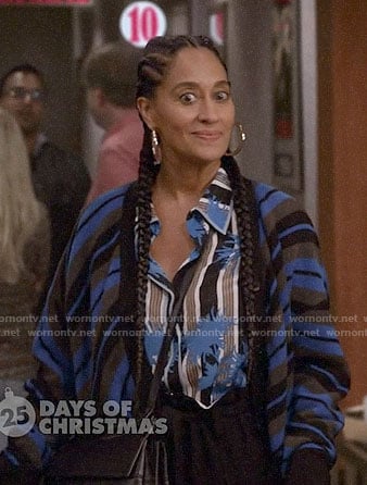 Bow’s striped floral shirt and striped cardigan on Black-ish