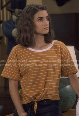 Ramona’s orange striped tie front tee on Fuller House