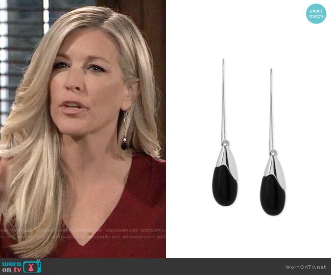 Robert Lee Morris Soho Silver-Tone Semiprecious Bead Drop Earrings worn by Carly Spencer (Laura Wright) on General Hospital