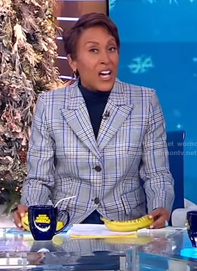 Robin’s grey and blue plaid blazer on Good Morning America