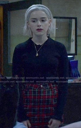 Sabrina’s plaid skirt on Chilling Adventures of Sabrina