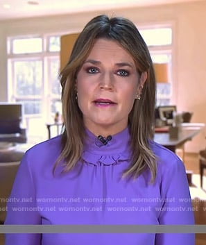 Savannah’s purple ruffle mock neck top on Today