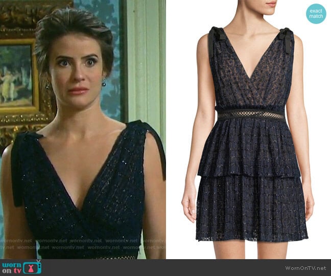Self Portrait V-Neck Sleeveless Metallic Mesh Cocktail Dress worn by Sarah Horton (Linsey Godfrey) on Days of our Lives