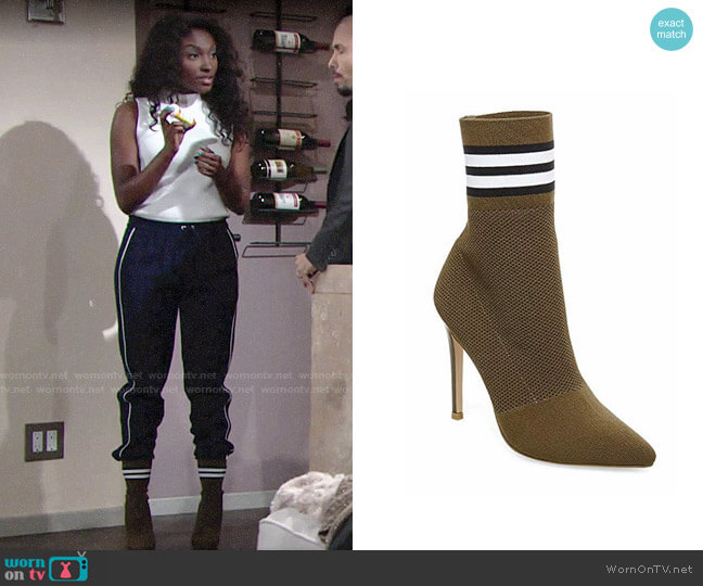 Steve Madden Century Bootie in Olive Multi worn by Ana Hamilton (Loren Lott) on The Young and the Restless