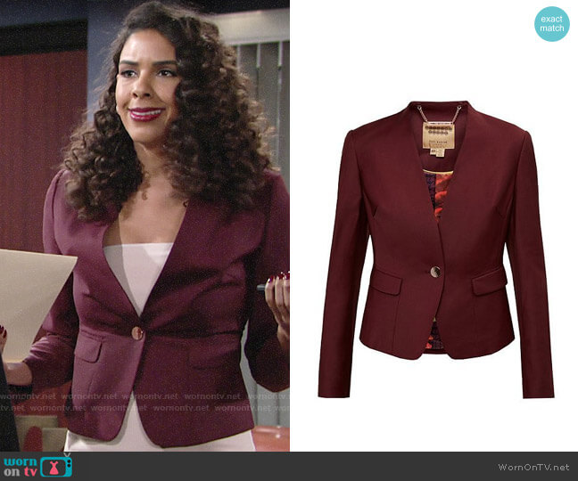Ted Baker Deliha Jacket worn by Kerry Johnson (Alice Hunter) on The Young and the Restless