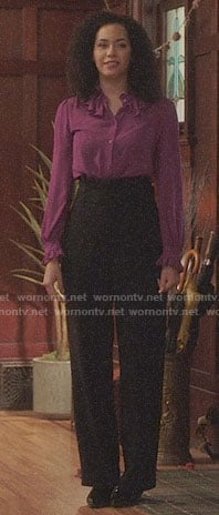 Macy’s purple ruffled blouse on Charmed