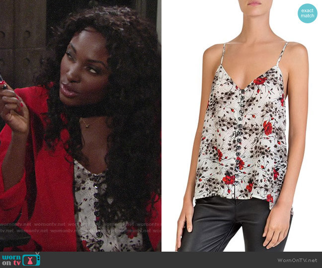 The Kooples Flying Flowers Printed Cami worn by Ana Hamilton (Loren Lott) on The Young and the Restless