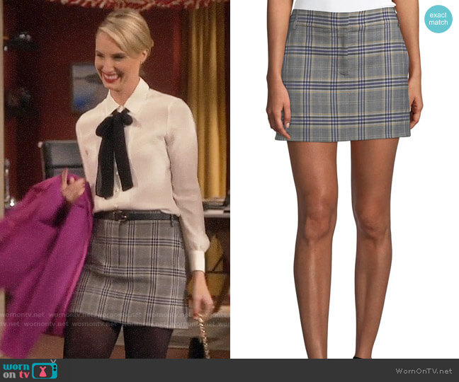 Tibi Lucas Plaid Suiting Mini Skirt worn by Mandy Baxter (Molly McCook) on Last Man Standing