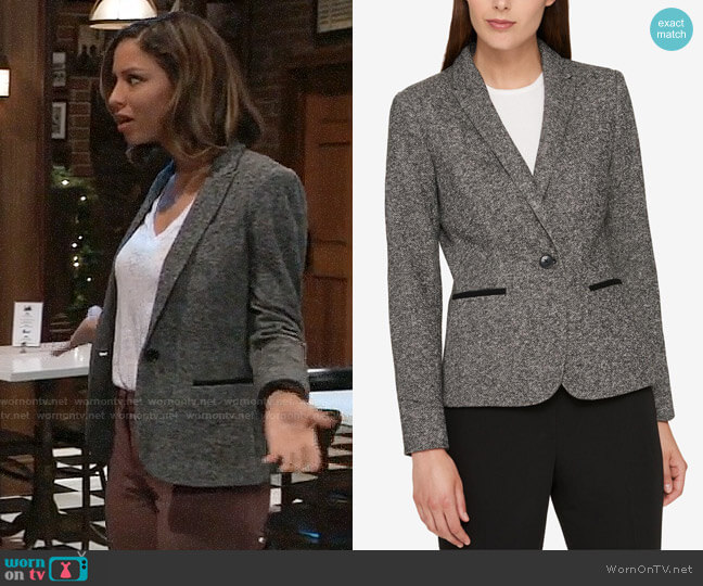 Tommy Hilfiger One-Button Elbow-Patch Blazer worn by Valerie Spencer (Paulina Bugembe) on General Hospital