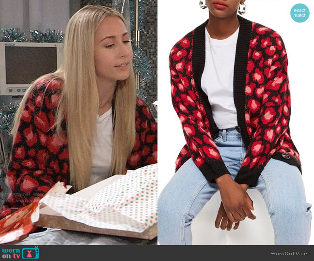 Topshop Leopard Print Cardigan worn by Josslyn Jacks (Eden McCoy) on General Hospital