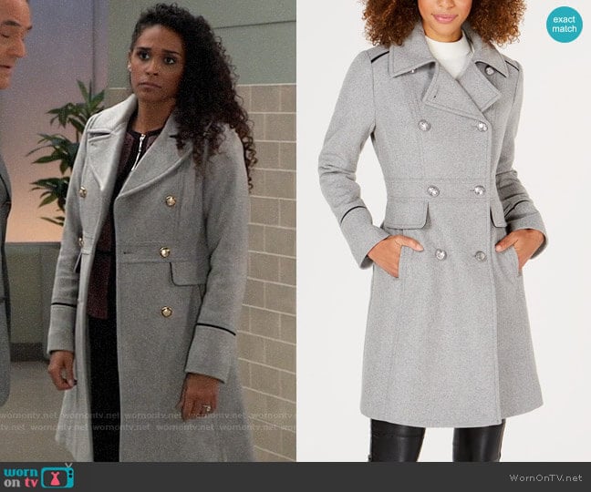Vince Camuto Double-Breasted Peacoat worn by Jordan Ashford (Briana Nicole Henry) on General Hospital