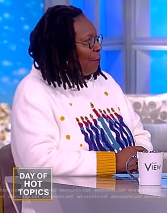 Whoopi’s white octopus christmas sweater on The View