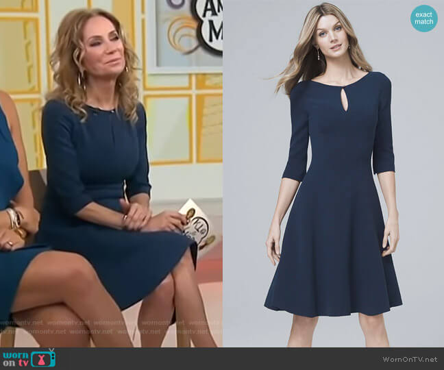 White House Black Market Keyhole-Neck Knit Fit and Flare Dress worn by Kathie Lee Gifford on Today