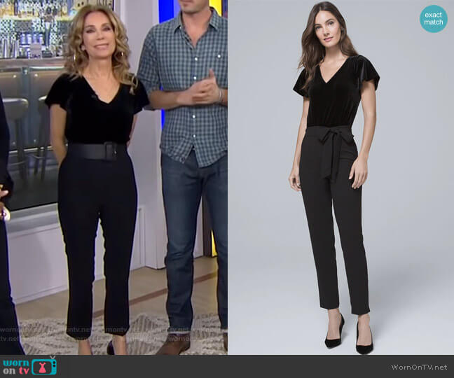 White House Black Market Velvet Bodice Black Jumpsuit worn by Kathie Lee Gifford on Today
