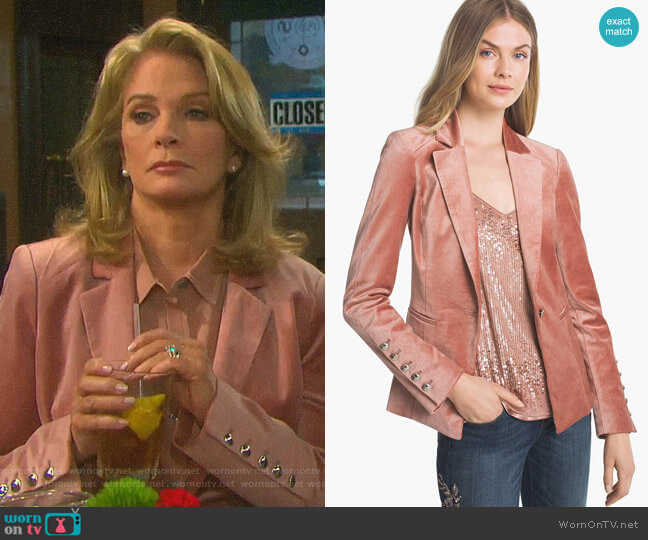 White House Black Market Velvet Blazer Jacket worn by Marlena Evans (Deidre Hall) on Days of our Lives