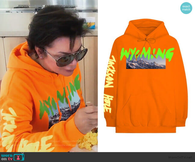 Yeezy Wyoming Hoodie Orange worn by Kris Jenner on Keeping Up with the Kardashians